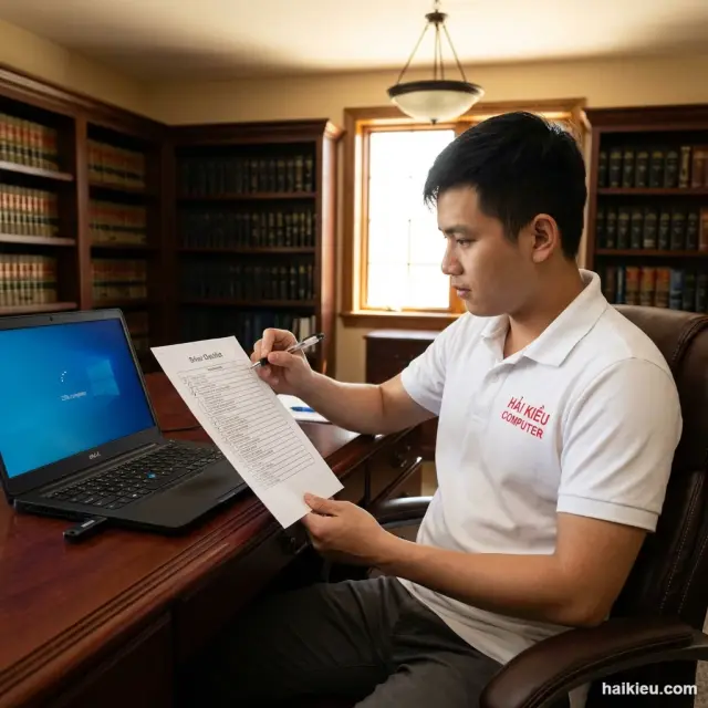 Thợ Hải Kiều cài Windows và driver tại nhà khách