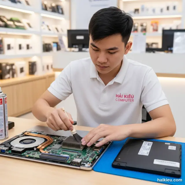 Kiểm tra jack sạc và adapter laptop tại nhà khách Thanh Khê