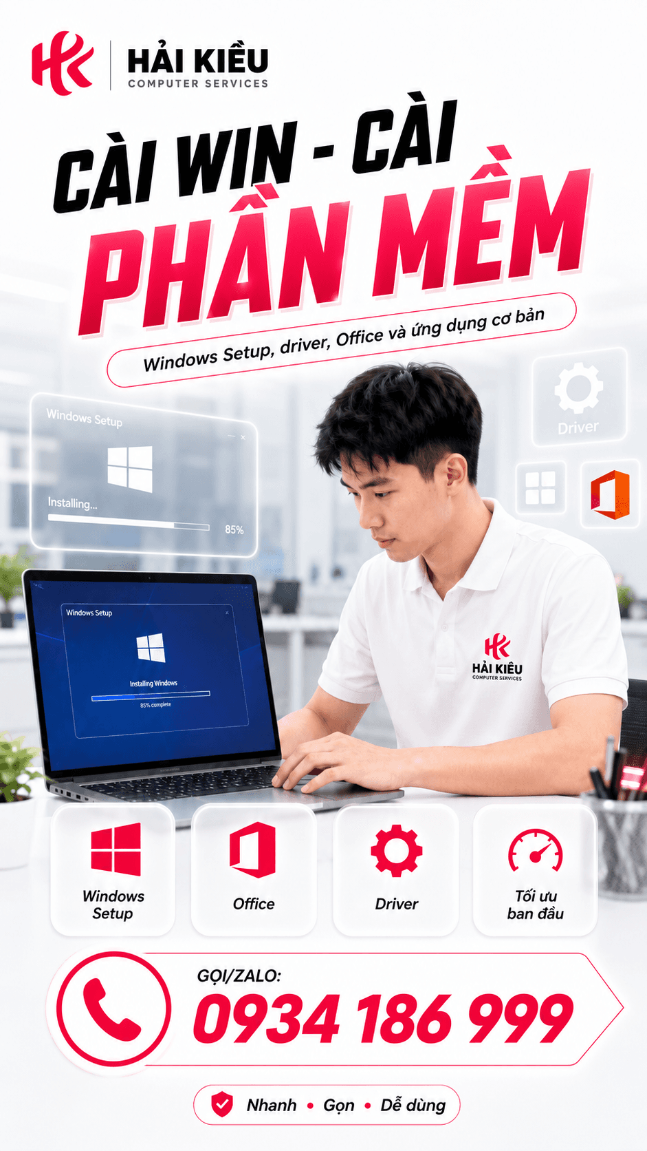 Poster cài Windows driver và phần mềm cơ bản tại Đà Nẵng
