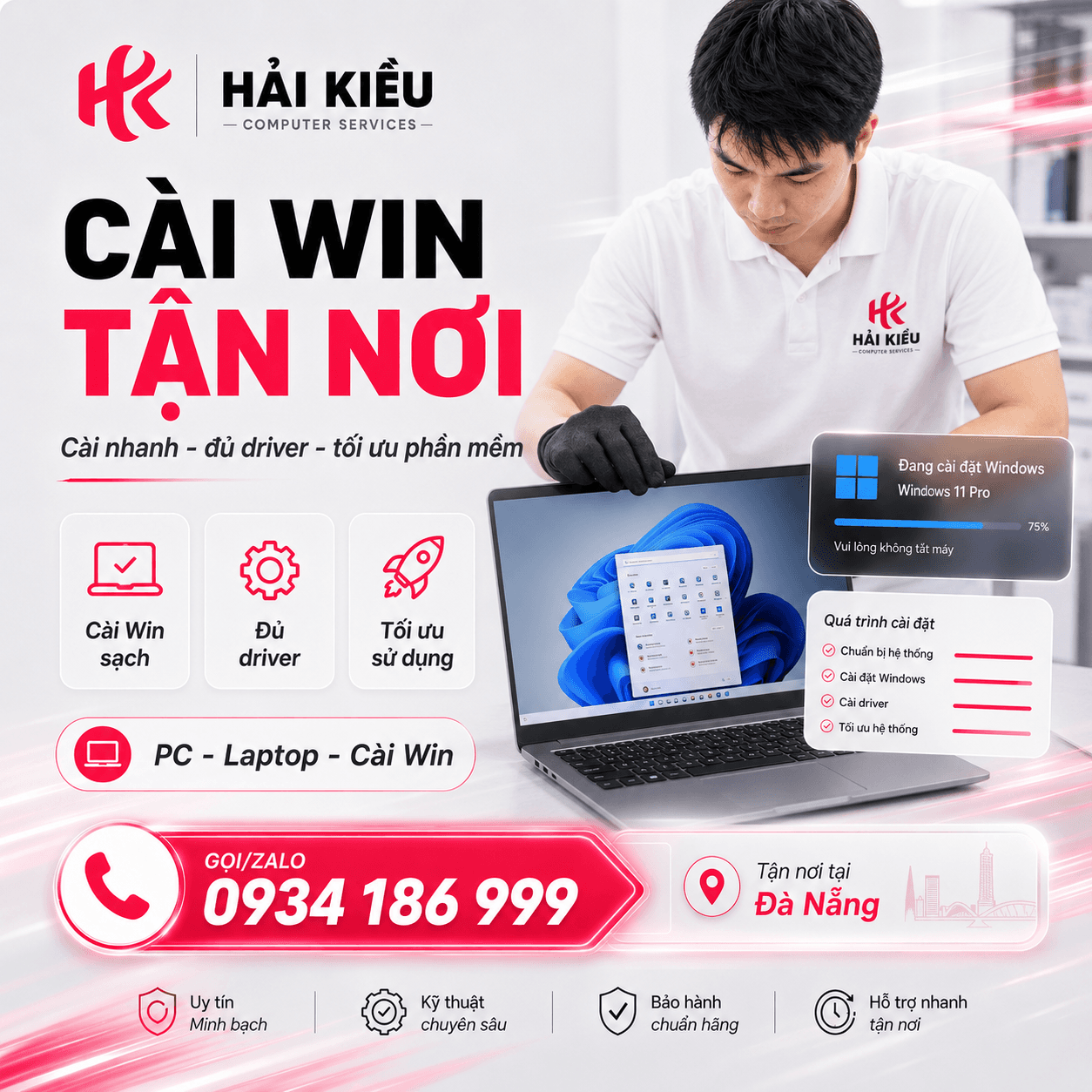 Poster cài Win tại nhà Đà Nẵng của Hải Kiều