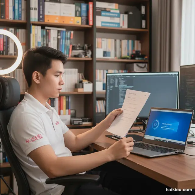 Ảnh thực tế kỹ thuật viên HẢI KIỀU COMPUTER kiểm tra lỗi: Hướng dẫn khắc phục lỗi mất kết nối Wi-Fi sau cập nhật Windows 11