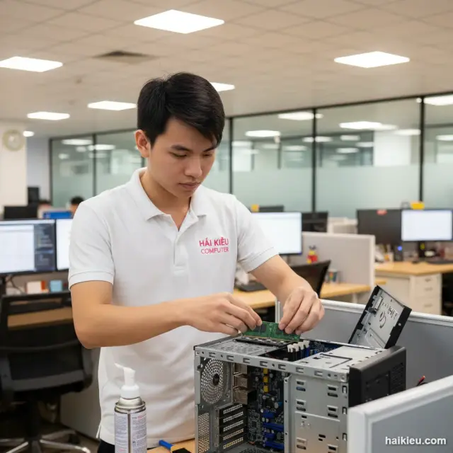 Ảnh thực tế kỹ thuật viên HẢI KIỀU COMPUTER kiểm tra lỗi: Hướng dẫn nhận biết và xử lý email hóa đơn giả mạo an toàn cho doanh nghiệp và cá nhân